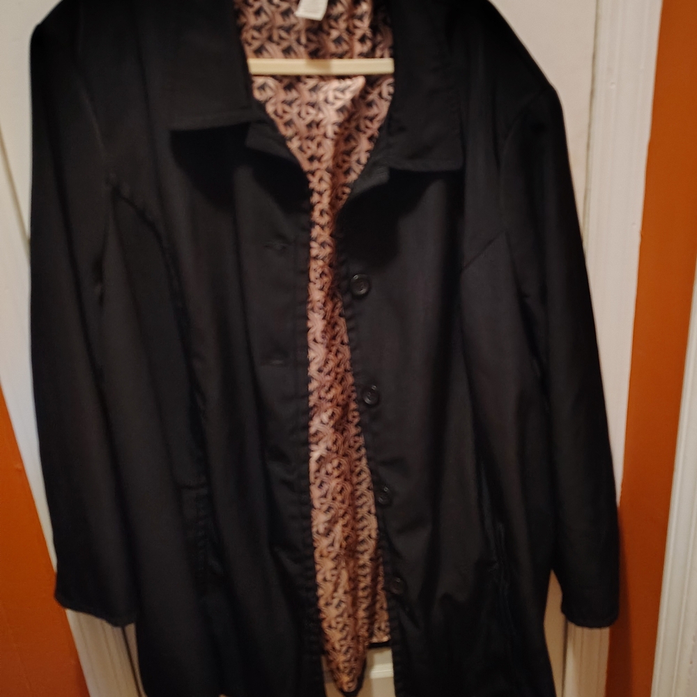 Merona Black Jacket with Pink Geometric Lining